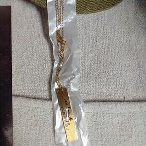 New goldtone I am enough because he is christian catholic religious necklace